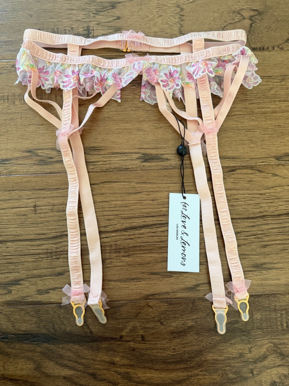 For Love And Lemons April Bloom Pink Floral Lace Garter Belt
